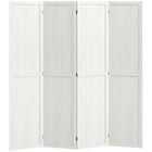 HOMCOM 4-Panel Freestanding Room Divider with Pegboard Panel for Indoor Bedroom - White-Four panel design, great for creating a personal space or dividing up large rooms 
