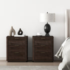 Manhattan Comfort - Evelyn 20" Table de nuit moderne à 3 tiroirs - Marron - Lot de 2-Comprend 3 tiroirs à extension totale