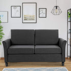 HOMCOM - Canapé loveseat 56 po avec pieds en bois - gris foncé-Tapis antidérapants protégeant à la fois les pieds et le sol des rayures 