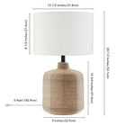 Hudson&Canal - Lampe de table Jolina 52 cm de haut, petite, en rotin avec abat-jour en tissu - Rotin naturel/blanc-Comprend un cordon de 6 pieds avec interrupteur à prise rotative