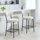 HOMCOM 27" Counter Height Bar Stools - Cream White - 2 Pack-Built-in footrest gives your legs a place to relax while you sit
