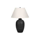 Monarch Specialties - Luminaire - 24 po H Lampe De Table - Céramique Noire - Abat-Jour Ivoire / Crème - Moderne-Conçu en forme de vase, cette lampe de table en céramique noire texturée de 24 pouces de haut surmontée d'un abat-jour en lin ivoire et fini avec un finial rond noir, apportera un style moderne et à la mode à tout salon, chambre à coucher ou espace de bureau