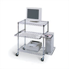 Luxor - Poste de travail informatique mobile en fil chromé de 42 po avec plateau clavier coulissant et support pour unité centrale-Plateau coulissant pour clavier et souris