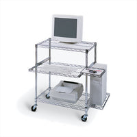 Luxor - Poste de travail informatique mobile en fil chromé de 42 po avec plateau clavier coulissant et support pour unité centrale-Plateau coulissant pour clavier et souris