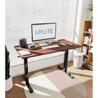Uplite Electric Height Adjustable Standing Desk with Adjustable Shelf Desktop - Brown-Desk Dimensions: 47.2"L x 23.6"W x 28.4" to 46.5"H