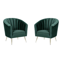 Manhattan Comfort - Rosemont fauteuil d’appoint moderne du milieu du siècle de 32,28 po en velours vert et or, lot de 2-Fauteuil monoplace moderne du milieu du siècle, parfait pour une utilisation dans le salon. Ensemble de 2