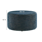 Modway - Callum Grand tissu rond tissé en bruyère de 29" Rembourré Ottoman - Heathered Weave Azure-Rembourrage en mousse dense