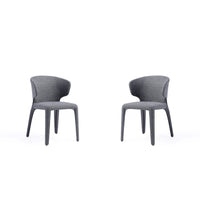 Manhattan Comfort Conrad 20.47" Mid-Century Modern Woven Tweed Upholstered Dining Chair - Grey - Set of 2-Mid-Century Modern Dining Chair for Dining Room Use. Set of 2