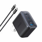 Anker Nano 70W 3-Port USB-C Wall Charger with USB-C Cable - Black Stone-Fast Charging That Stays Cool. With TÜV Rheinland certification and ActiveShield 4.0 thermal monitoring, surface temperatures measure up to 50°F (10°C) lower than international safety benchmarks for charging devices.