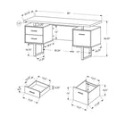 Monarch Specialties 7625 60" Computer Desk - Walnut/Black Metal-Easy to assemble with illustrated instructions included, this modern desk comes with a 5 year limited warranty against any defects.