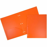 JAM Paper - Dossiers scolaires à deux pochettes - en plastique robuste - perforateur à 3 trous - orange - Paquet de 6-Dossiers perforateurs en plastique durable à 3 trous | Couleur orange