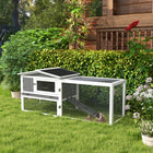 PawHut - Clapier en bois pour lapin, clapier extérieur, maison pour cochon d’Inde, gris-Comprend un espace de vie supérieur et une zone de course détachable au niveau inférieur 
