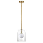 Hudson&Canal - Suspension double couche Sondre de 20 cm de large avec abat-jour en verre, - Laiton/Blanc laiteux/Transparent-Design contemporain moderne pour votre entrée, votre foyer ou votre cuisine
