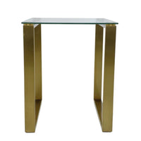Plata Import Gen 17"W Square Side Table - Gold-Metal legs that support a glass top suitable for any furniture set