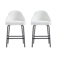Manhattan Comfort Gracie 22" Modern Leatherette Upholstered Counter Stool - White and Black - 2 Pack-Modern Counter Stool with Backseat Perfect for Bar and Kitchen Use. Set of 2