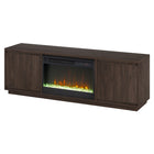 Hudson&Canal - Meuble TV Presque avec foyer en cristal de 26 pouces pour téléviseurs jusqu'à 75 pouces - Noyer satiné-L'insert de cheminée dispose de 4 777 BTU (couverture thermique pour 400 pieds carrés), d'une minuterie de mise en veille et d'une coupure automatique de température pour plus de sécurité