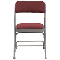 Flash Furniture HERCULES Series Curved Triple Braced & Double Hinged Burgundy Patterned Fabric Metal Folding Chair-Set of 4 Padded Metal Folding Chairs
