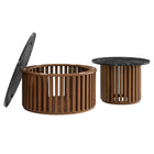 Modway - Fortitude Manche Surface en faux marbre Table basse de nidification - Noir noyer-8