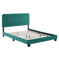 Modway - Celine Chenal Touffé Performance Velvet Lit de plateforme King, Sarcelle-Lit de plateforme King