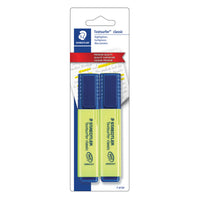 Staedtler Textsurfer Chisel Tip Classic Highlighters - Yellow - 2 Pack-Highlighter with large ink reservoir for extra-long highlighting performance