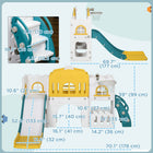 Qaba 7 in 1 Toddler Slide with Basketball Hoop, Climber, Indoor Slide Playset, Yellow-Closed steps enhance safety and prevent foot entrapment 