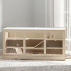 PawHut - Cage en Bois pour Hamster ou Rat avec Glissière et Bac - Bois Naturel-Convient aux hamsters et autres petits animaux