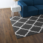 Modway Marja Moroccan Trellis Area Rug - 5 ft W x 8 ft L - Charcoal/Ivory-Protect Floors From Traffic/Furniture