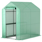 Outsunny 73" x 47" x 75" Walk-in Greenhouse with Roll-up Door and 4 Shelves - Green-Great way to extend your growing season and protect plants   
 