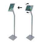 Futech Floor iPad Stand - 10" x 7" - Silver-Fits iPad Air 1, iPad Air 2, iPad Pro 9.7", iPad 5 and iPad 6