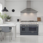 Kucht 48" KNG Series Pro Style Natural Gas Range - Stainless Steel/Cement Grey-Heavy-duty cast-iron cooking grates withstand intense heat and allow cookware to move between burners without lifting