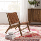 Modway - Saoirse Cuir Fauteuil lounge d’accent en bois - Brun noyer-Siège légèrement incliné