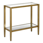 Hudson&Canal Hera 24"W Rectangular Side Table with Glass Shelf - Antique Brass-A modern contemporary design for your living room, bedroom, and more
