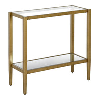 Hudson&Canal - Table d'appoint rectangulaire Hera 61 cm de largeur avec étagère en verre - Laiton antique-Un design contemporain moderne pour votre salon, votre chambre et plus encore