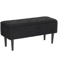 HOMCOM Storage Ottoman with Wooden Legs and 57 L Capacity - Black-Multifunctional indoor decor, can be used as a shoe stool, bed end bench, or entryway bench