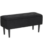 HOMCOM - Ottoman de rangement avec pieds en bois et capacité de 57 L - noir-Décoration intérieure multifonctionnelle, peut être utilisée comme tabouret à chaussures, banc de bout de lit ou banc d'entrée 