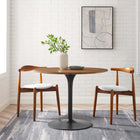 Modway Pursuit 40" Dining Table - Walnut Black-Chip-Resistant Metal Pedestal Base