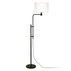 Hudson&Canal - Lampadaire à hauteur réglable Polly avec abat-jour en tissu - Bronze noirci/blanc-Associé à un abat-jour en tissu tambour blanc
