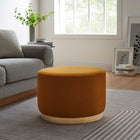 Modway Tilden Large 23" Round Performance Velvet Upholstered Ottoman - Rust/Natural-Dense Foam Padding