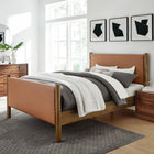 Modway Maven Full Size Vegan Leather Upholstered Platform Bed - Tan Walnut-Vegan Leather