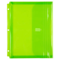 JAM Paper Plastic Binder Envelopes with Hook & Loop Closure - 3 Hole Punch - 9.5 x 1.25 x 11.5 - Lime Green - 12 Pack (218VB1LIME)-Colour: Lime Green
