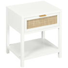 HOMCOM - Table de chevet avec tiroir, étagère ouverte et élément en rotin - blanc-Le design exquis en rotin sur la façade du tiroir met en valeur la décoration de votre intérieur