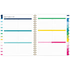 Emily Ley Simplified 2026-27 Weekly/Monthly Planner - 11" x 9" - Happy Stripe - Bilingual-One week per two page spread has ruled planning space and a section to check off completed tasks.