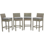Modway - Conduit Terrasse extérieure Rotin en osier Tabouret de bar - Gris clair - Ensemble de 4-Tabouret de bar extérieur moderne