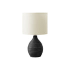 Monarch Specialties 17" H Contemporary Table Lamp - Grey Resin / Ivory / Cream Shade-This 17"h table lamp features a chic dark grey resin base with a textured ribbed finish to look like natural stone, making it the perfect accent piece to elevate a contemporary living room, bedroom, or home office decor