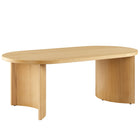 Modway Aspect Oval Wood Coffee Table - Oak-Adjustable Non-Marking Levelers