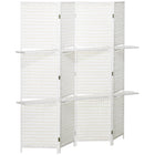HOMCOM 4 Panel Freestanding Room Divider with Shelves for Indoor Bedroom Office - White-Folding design, made up of four panels
