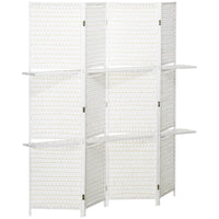 HOMCOM 4 Panel Freestanding Room Divider with Shelves for Indoor Bedroom Office - White-Folding design, made up of four panels
