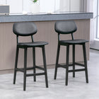 HOMCOM Counter Height Bar Stools with Solid Wood Legs - Black - 2 Pack-Classic, simple design pairs with other furniture easily
