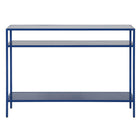 Hudson&Canal Ricardo 42"W Console Table with Metal Shelves - Mykonos Blue-Features a metal top and shelves