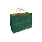 Eddie's 100% Recycled Kraft Shopper Paper Bag - 16" L x 6" W x 12" D - Forest Green - 100 Pack-16" x 6" x 12"